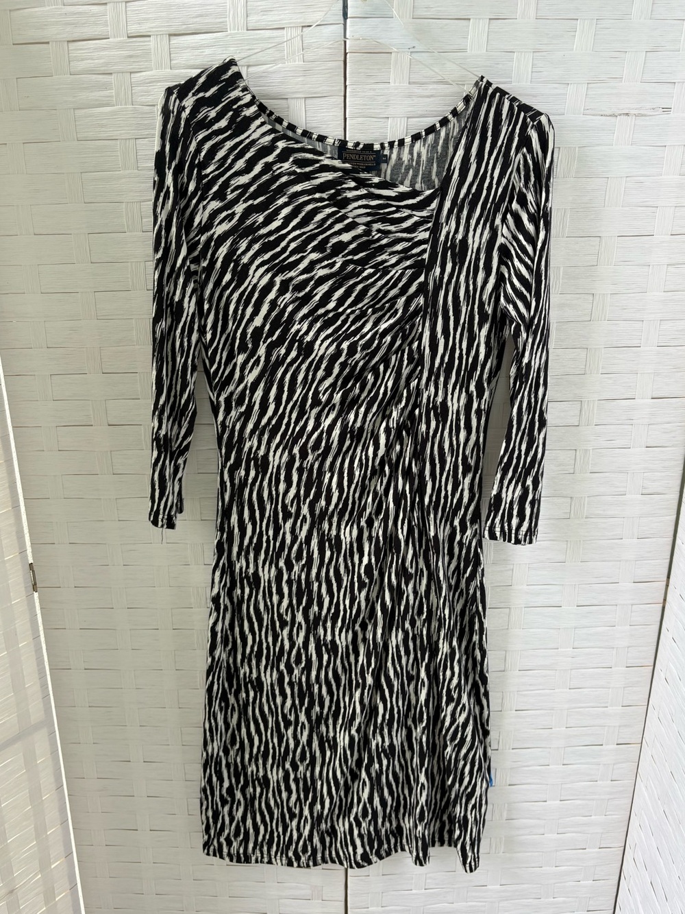 Pendleton Black White Zebra-Effect Long Sleeve Soft Dress Party Date Night Soft